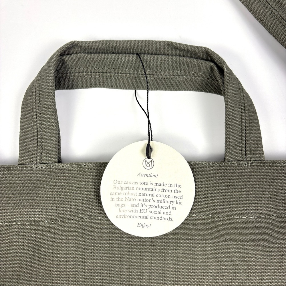 NWT Monocle Voyage Canvas Tote Bag Olive Green Shoulder Strap Handle Snap Close - Picture 9 of 15